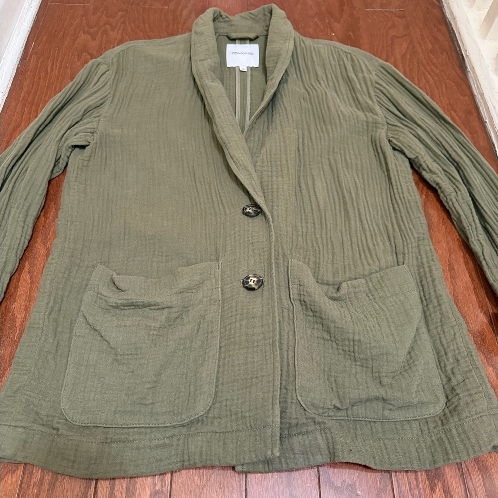 Madewell Lightspun Dorset Blazer Olive Green Relaxed Fit‎ Jacket